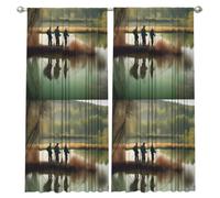 Edwal Fishing Lake Fishermen Print 2 Panel Long Blackout Curtains 52x84 Inch Soft Curtains And Drapes Privacy Shading Design