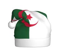 EdWal Flag Of Algeria Print Plush Santa Hat, Christmas Hats For Adults, Cozy Holiday Headwear, For Christmas Parties