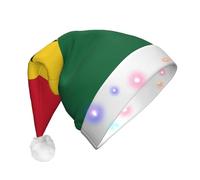 EdWal Flag Of Ghana Print Led Christmas Beanie Light Up Christmas Hats, Knit Hats With Led Lights, Unisex Winter Santa Hat