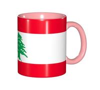 EdWal Flag of Lebanon Print Tea Cups with Handle, Ceramic Ceramic Mug for Tea and Coffee Gift for Women Microwave Safe