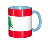 EdWal Flag of Lebanon Print Tea Cups with Handle, Ceramic Ceramic Mug for Tea and Coffee Gift for Women Microwave Safe