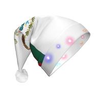 EdWal Flag Of Mexico Print Led Christmas Beanie Light Up Christmas Hats, Knit Hats With Led Lights, Unisex Winter Santa Hat
