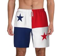 EdWal Flag of Panama Print Double Layer Beach Shorts,Men’s Swim Trunks Quick Dry Swim Shorts Board Shorts White