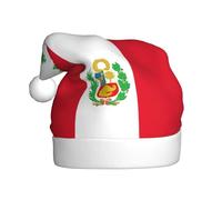 EdWal Flag Of Peru Print Plush Santa Hat, Christmas Hats For Adults, Cozy Holiday Headwear, For Christmas Parties