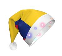 EdWal Flag Of Romania Print Led Christmas Beanie Light Up Christmas Hats, Knit Hats With Led Lights, Unisex Winter Santa Hat