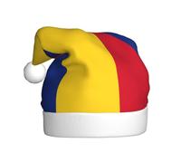 EdWal Flag Of Romania Print Plush Santa Hat, Christmas Hats For Adults, Cozy Holiday Headwear, For Christmas Parties