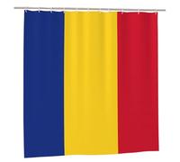 EdWal Flag Of Romania Print Polyester Shower Curtain For Bathroom With Hooks 185cm Long, Waterproof Bath Accessories