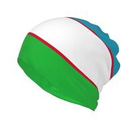 EdWal Flag of The Republic of Uzbekistan Print Slouchy Beanie Hat, Multifunction Beanie Hat Lightweight Beanie Sleep Hats for Women Men Black