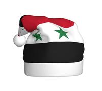 EdWal Flag Of The Syrian Arab Republic Print Plush Santa Hat, Christmas Hats For Adults, Cozy Holiday Headwear, For Christmas Parties