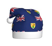 EdWal Flag Of The Turks And Caicos Islands Print Plush Santa Hat, Christmas Hats For Adults, Cozy Holiday Headwear, For Christmas Parties
