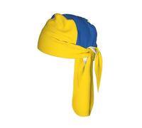 EdWal Flag of Ukraine Print Breathable Durag Cap Helmet Liner, Quick-Drying Cooling Do Rag for Cycling Motorcycling Running Black