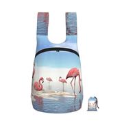 EdWal Flock Of Pink Flamingos On The Beach Print Foldable Backpack Lightweight Hiking Bag Soft Travel Backpack Rucksack For Work And Gym