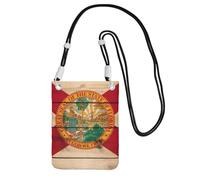 EdWal Florida Flag Wood Grain Print Crossbody Bag For Women, Mini Phone Purses, Cute Phone Wallet, For Hiking Travel Gift