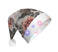 EdWal Flower Paris Eiffel Tower Print Led Christmas Beanie Light Up Christmas Hats, Knit Hats With Led Lights, Unisex Winter Santa Hat