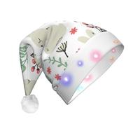 EdWal Flowers Bunnies Birds Print Led Christmas Beanie Light Up Christmas Hats, Knit Hats With Led Lights, Unisex Winter Santa Hat