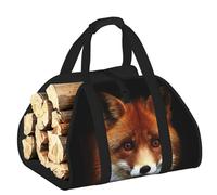 EdWal Fox2 Print Log Carrier Bag with Open Sides Wood Log Holder for Fireplace Tote Bag Fireplace Accessory