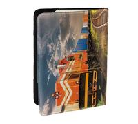 EdWal Freight Train Print Passport Cover with Credit Card Holder Leather Passport Case, for Women Men Family ID Travel
