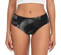 EdWal French Bulldog Print Womens High-Waisted Briefs Panties, Moisture-Wicking Underwear, Bikini Brief Underwear Black
