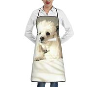 EdWal French Poodle Print Kitchen Aprons, Apron For Cooking With Pocket, Unisex Chef Aprons For Men Women