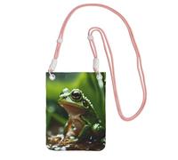 EdWal Frog And Rain Print Crossbody Bag For Women, Mini Phone Purses, Cute Phone Wallet, For Hiking Travel Gift