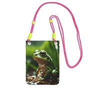 EdWal Frog And Rain Print Crossbody Bag For Women, Mini Phone Purses, Cute Phone Wallet, For Hiking Travel Gift
