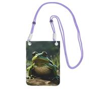 EdWal Frog Leaves Print Crossbody Bag For Women, Mini Phone Purses, Cute Phone Wallet, For Hiking Travel Gift