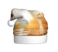 EdWal Funny Animal Dolphin Print Plush Santa Hat, Christmas Hats For Adults, Cozy Holiday Headwear, For Christmas Parties