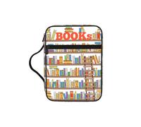 EdWal Funny Book Shelves Collection and Ladder Print Bible Case Cosmetic Bag with Sturdy Handle Wash Bag Tablet Sleeve Small Tool Bag for Books