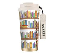 EdWal Funny Book Shelves Collection and Ladder Print Insulated Stainless Steel Travel Coffee Mug,Coffee Cups with Lids, for Hot Cold Drinks