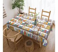 EdWal Funny Book Shelves Collection and Ladder print Rectangle Spillproof Soft Tablecloth for Kitchen Dinning Tabletop Picnic 52 x 70 Inch