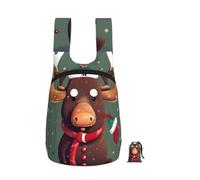 EdWal Funny Christmas Moose Head Print Foldable Backpack Lightweight Hiking Bag Soft Travel Backpack Rucksack For Work And Gym