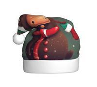 EdWal Funny Christmas Moose Head Print Plush Santa Hat, Christmas Hats For Adults, Cozy Holiday Headwear, For Christmas Parties