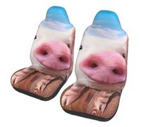 EdWal Funny Cute Pig Print Front Seat Covers, Easy To Install Two Car Seat Protector Cover Set Accessories Auto Trucks Suv