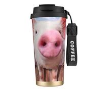 EdWal Funny Cute Pig Print Insulated Stainless Steel Travel Coffee Mug,Coffee Cups with Lids, for Hot Cold Drinks