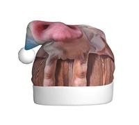 EdWal Funny Cute Pig Print Plush Santa Hat, Christmas Hats For Adults, Cozy Holiday Headwear, For Christmas Parties