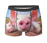 EdWal Funny Cute Pig print Soft Men's Underwear Boxer Briefs Comfortable Underwear Boxer Briefs for Men 1Pack Black