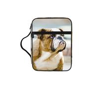 EdWal Funny English Bulldog Print Bible Case Cosmetic Bag with Sturdy Handle Wash Bag Tablet Sleeve Small Tool Bag for Books