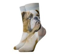 EdWal Funny English Bulldog Print Fall Warm Crew Socks For Adults Couples Cushion Boot Socks For Running Hiking Athletic