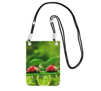 EdWal Funny Ladybug Holding Umbrellas Print Crossbody Bag For Women, Mini Phone Purses, Cute Phone Wallet, For Hiking Travel Gift