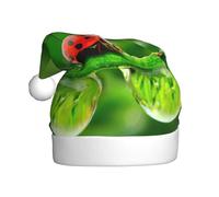 EdWal Funny Ladybug Print Plush Santa Hat, Christmas Hats For Adults, Cozy Holiday Headwear, For Christmas Parties