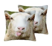 EdWal Funny Naughty Sheep Tongue Cute Animal Print Couch Throw Pillow Covers, Set Of 2, Decorative Pillow Covers, Cushion Case, For Sofa Bed