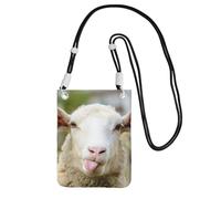 EdWal Funny Naughty Sheep Tongue Cute Animal Print Crossbody Bag For Women, Mini Phone Purses, Cute Phone Wallet, For Hiking Travel Gift