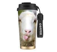 EdWal Funny Naughty Sheep Tongue Cute Animal Print Insulated Stainless Steel Travel Coffee Mug,Coffee Cups with Lids, for Hot Cold Drinks