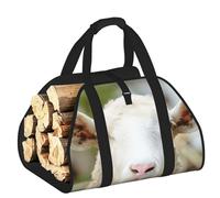 EdWal Funny Naughty Sheep Tongue Cute Animal Print Log Carrier Bag with Open Sides Wood Log Holder for Fireplace Tote Bag Fireplace Accessory