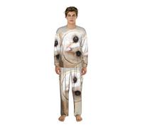 EdWal Funny Owl Print Mens Pajama Set Pjs Sleepwear Lightweight Long Sleeve Pjs Soft Comfy Sleep Set With Pocket Black