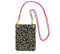 EdWal Funny Tennis Racquets And Tennis Balls Print Crossbody Bag For Women, Mini Phone Purses, Cute Phone Wallet, For Hiking Travel Gift