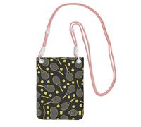 EdWal Funny Tennis Racquets And Tennis Balls Print Crossbody Bag For Women, Mini Phone Purses, Cute Phone Wallet, For Hiking Travel Gift