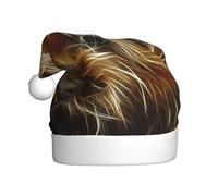 EdWal Funny Yorkie Print Plush Santa Hat, Christmas Hats For Adults, Cozy Holiday Headwear, For Christmas Parties
