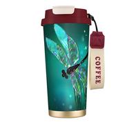 EdWal Galaxy Animal Dragonfly Print Insulated Stainless Steel Travel Coffee Mug,Coffee Cups with Lids, for Hot Cold Drinks