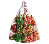 EdWal Gingerbread Man Candy Print Unisex Adults Hooded Cloak Cape Uniform, Hooded Robe, For Halloween Cosplay Costumes